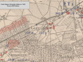 1920 - Carte région dévastée - Gizy